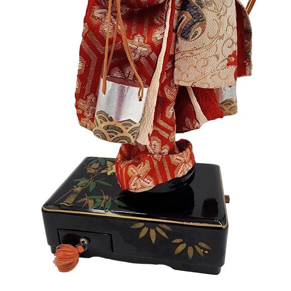 Vintage Japanese Geisha Doll with Working Music Trinket Box Plays La Vie En Rose - Picture 12 of 16
